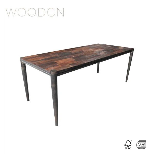 Old Elm Wood Veneer Table For Restaurant